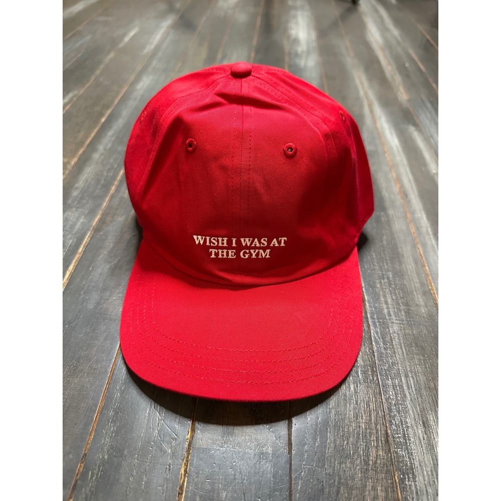 Gymshark Wish I Was At The Gym Slogan Cap Red Adjustable Hat